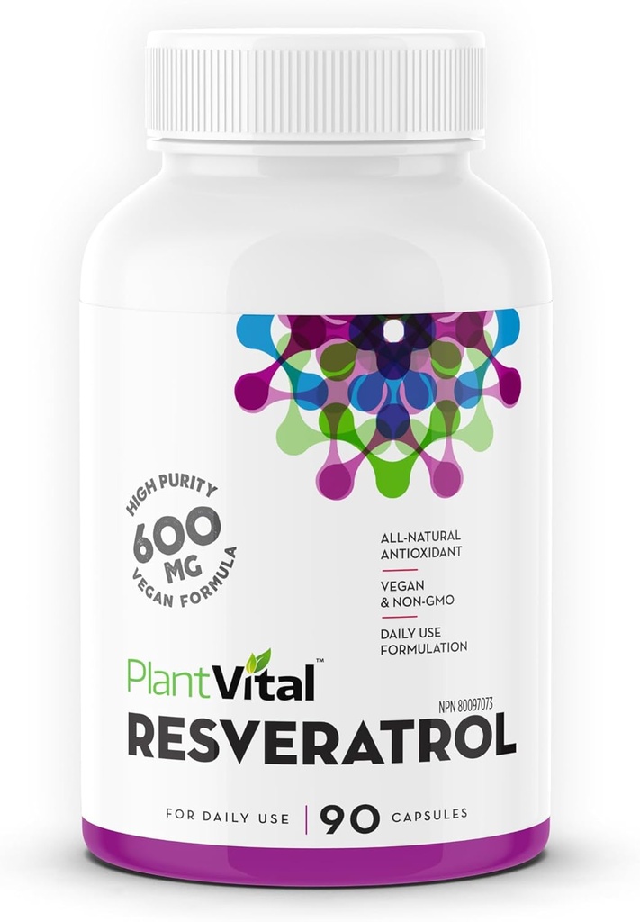 Plantvital Resveratrol 600mg - 90 Vegan Resveratrol Capsules