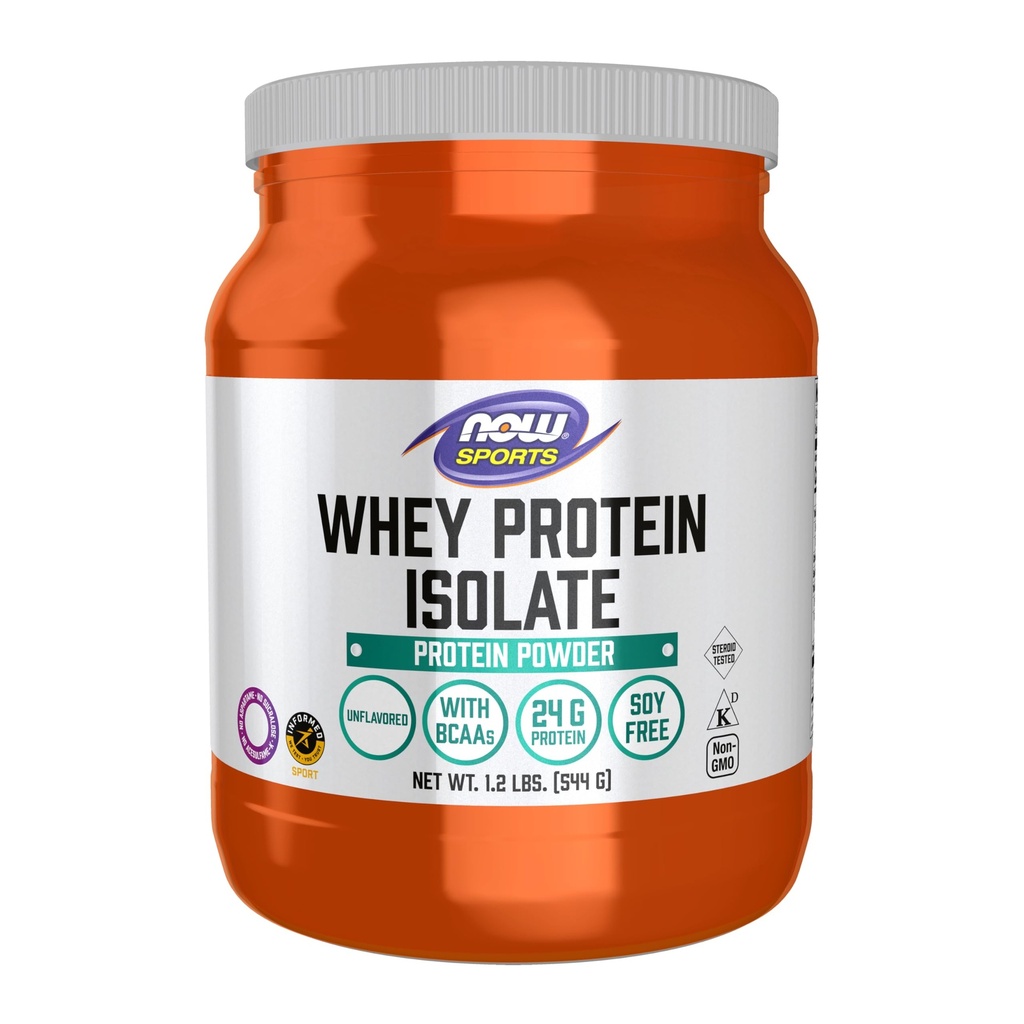 NowSports Whey Protein Isolate Powder with BCAA - Unflafeted - 1.2 lb