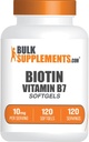 BulkSuplements.com Biotin 10000mcg Softgels - Vitamin B7, Biotin Vitamin untuk Rambut, Skin dan Nails, Tambahan Biotin - Gluten Bebas, 1 Softgel per Serving, 120 Cacah (Paket 1)