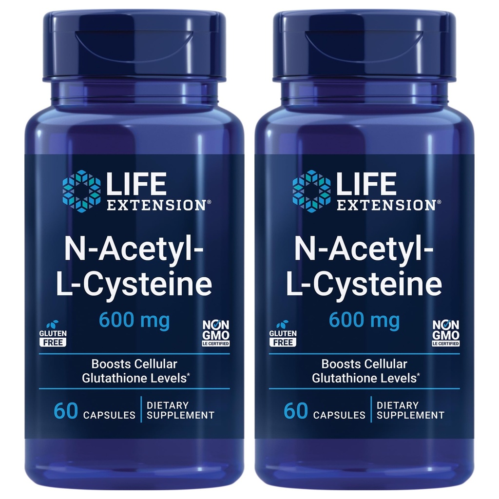 Ekstensi Hidup N- Acetyl- L- Cysteine (NAC), Immune Response, Kesehatan Repiratory, Kesehatan Hati, NAC 600 mg, Pertahanan antioksidant, Radikal Bebas, Absorb - Dua Paket x 60 Capsules