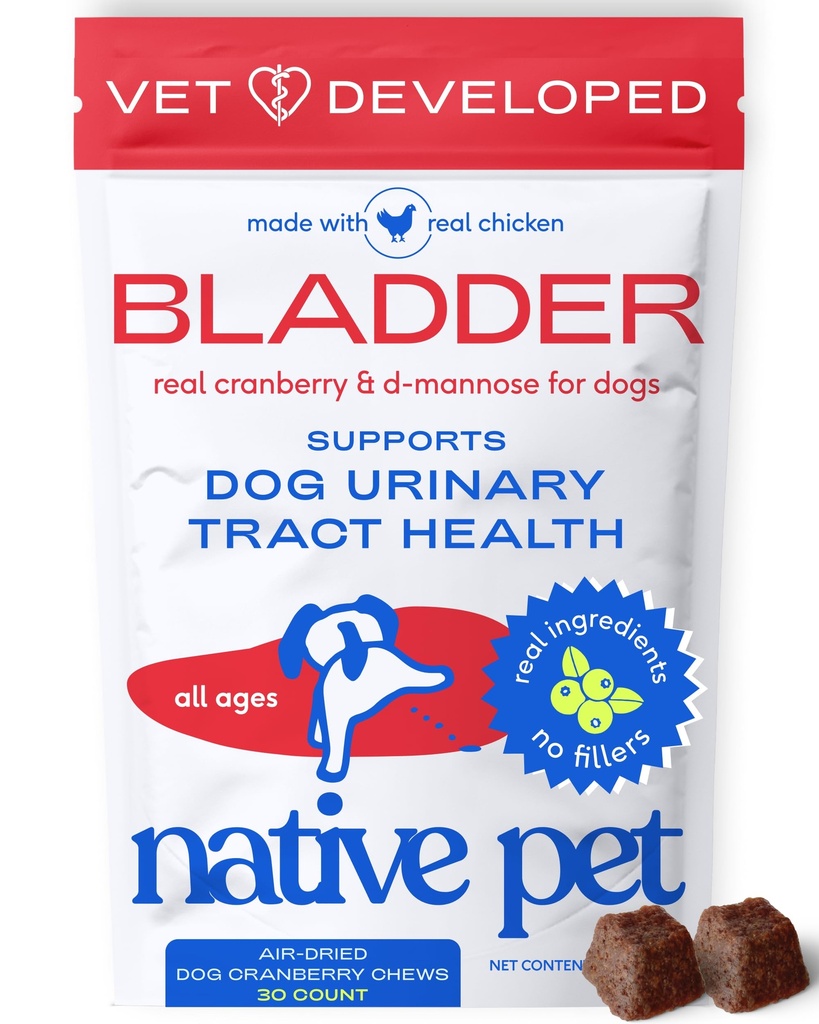 Perawatan UTI Pet Dog asli - Cranberry Tambahan untuk Pengawasan Dogs Bladder & Kidney - Mencegah Infeksi Traktur Uriner dan Incontinence - Dibuat dengan Extract Real Cranberry - 30 Chews