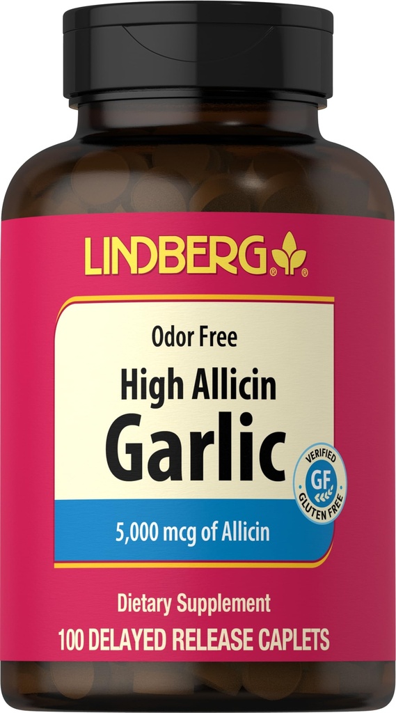 Lindberg Tambahan Bawang Pill (5000mg) 500mg Extract 124; 100 Caplets 124; Odorless with High Allicins (5000mcg) 10004; Allium Sativum Extract 124; Non-GMO, Gluten Free