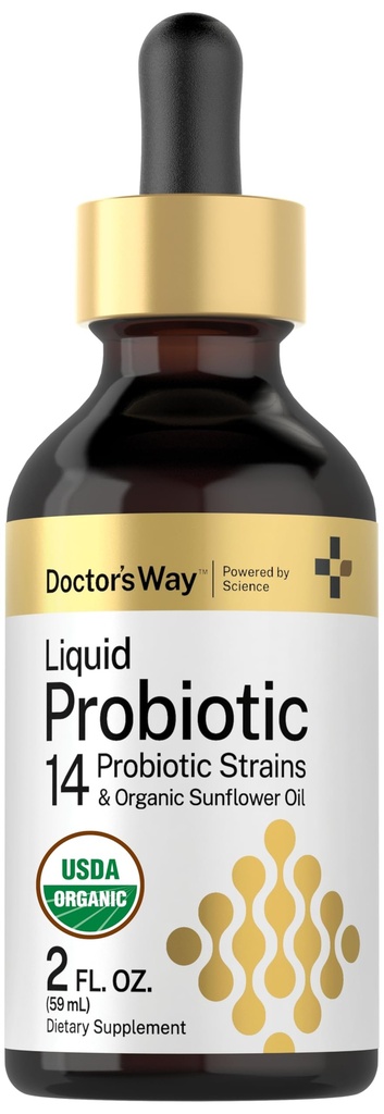 Dokter Way Liquid Probiotic 124; 2 fl oz 124; 14 Strains Probiotic dengan Organic Sunflower Oil 124; Non-GMO Supplemen