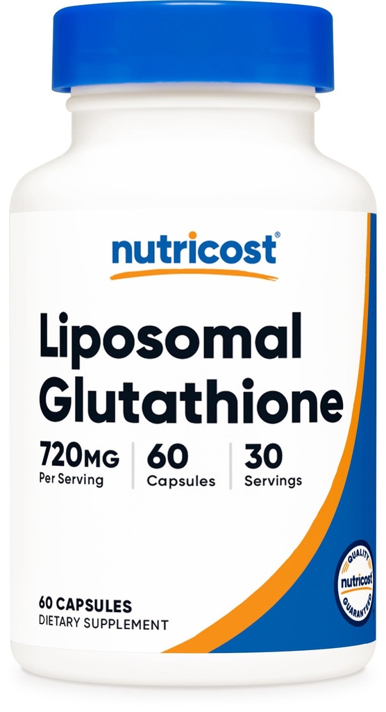 Tambahan Glutathione Nutricost 60 Kapsul, 720 mg Per Serving - Vegan, GMO- Free, 30 Servings