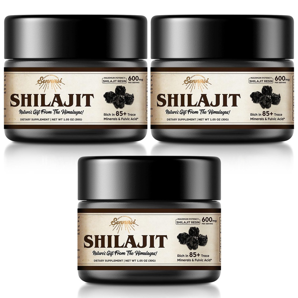 Shilajit Pure Himalaya Shilajit Shilajit Maximum Potency Natural Organical Shilajit Resin dengan 85 + Trace Minevic Acid for Energy, Ammune Dukung, 30 Grams (3 Pack)