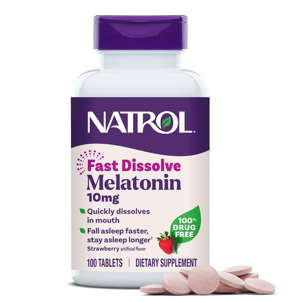 Natrol Melonatin dalam 10mg Quast Dissolve Tablet - Strawberry Flavor, 100 Count, Sleep Dukungan, Dissolve Meltonin Cepat untuk Dewasa, 100 Hari Suppply