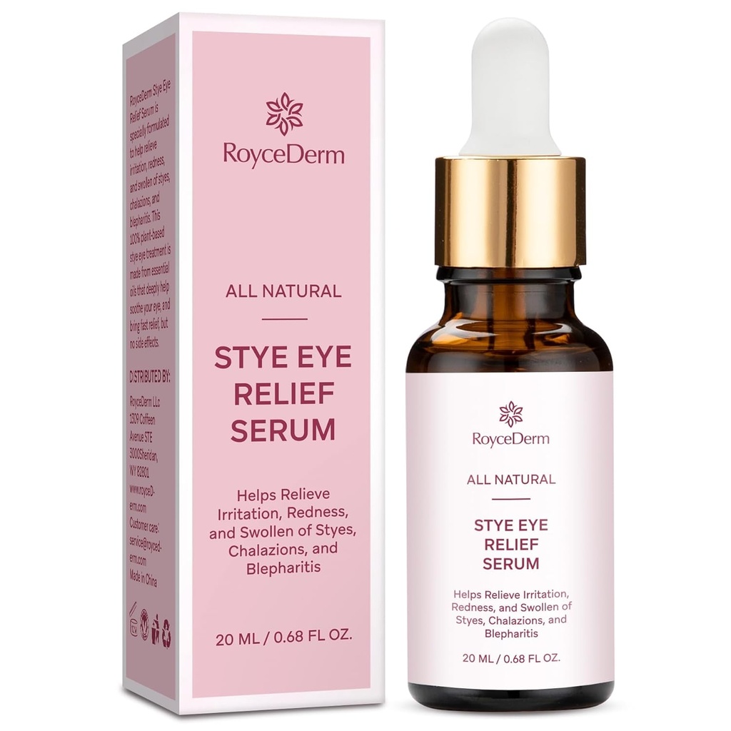 Roycederm Stye Eye Treatment Serum: Remover Stye Alami untuk Styes Chalazion dan Blepharitis - Safe & Fast Relief (0.68 Fl Oz (Pack of 1))