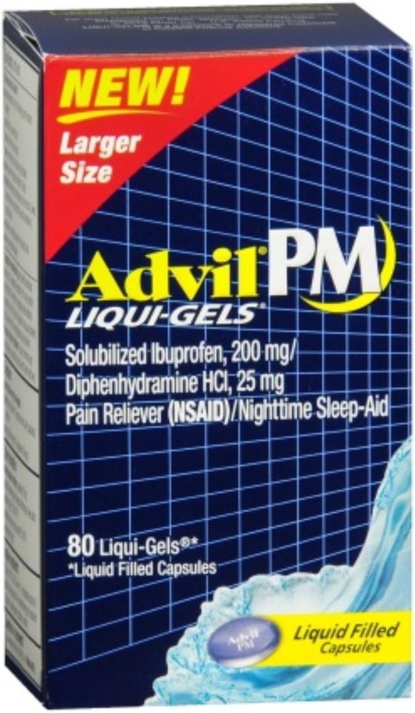 Advil PM Ibuprofen 200 mg Liqui- Gels 80 ea (Paket 9)