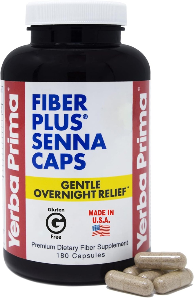 Yerba Prima Fiber Plus Senna Capsules, 180 Count