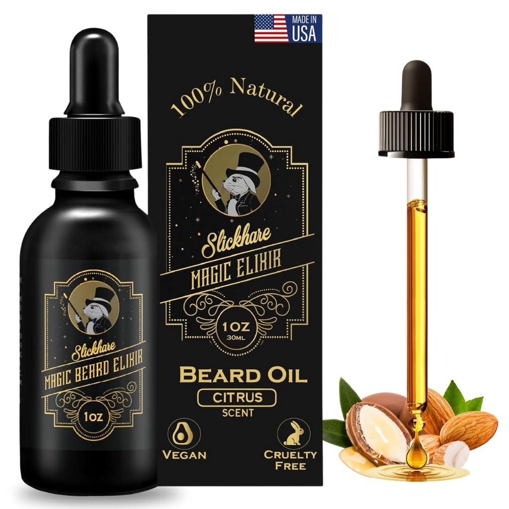 Slickhare Oil for Men Avered 124; All Natural, Organic Beard & Muscults Growth For Mins 14; 1 Fl oz Pack of 1, Made in USA 124; Gifts for Men, Girlfriend 124; Suami 124; Citrus Fearted Beard Softtener untuk pria