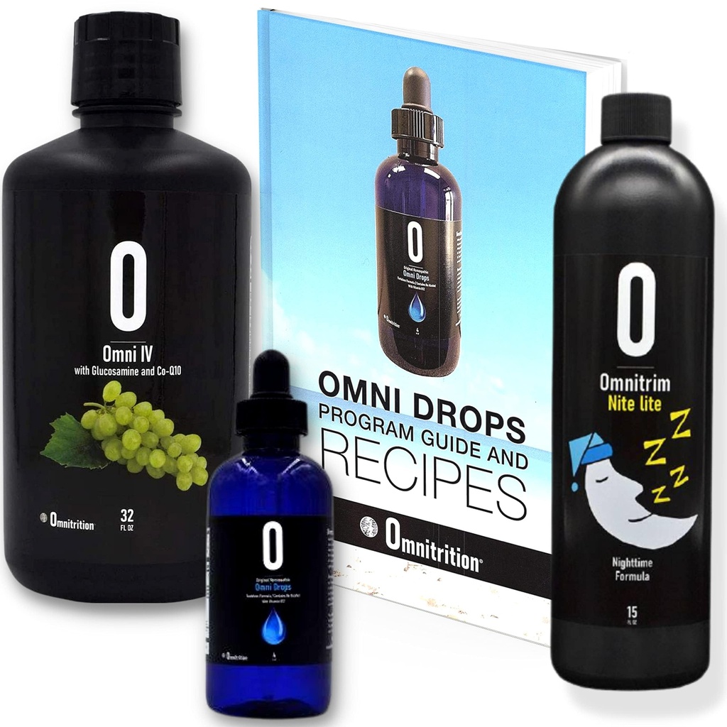 Omni Drop Program Bundle of 3 Product - "Get Started Package" termasuk Omni Drops Diet Drops with Vitamin B12 - 4 Ounce Bottle with Program Guide, Omni IV with Glucosamine, Omrim Nite Lite