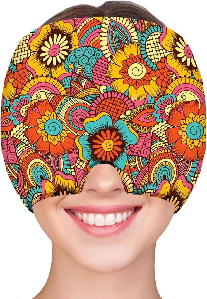 ZNAVETLE D Migraine Relief Cap Headache Cap Ice Hat Dingin untuk Kepala Sakit kepala Migraines Sinus Pack Lease Close Migraine Mask Hangover Cap Ice Beanie Hot / Cold Compression Women