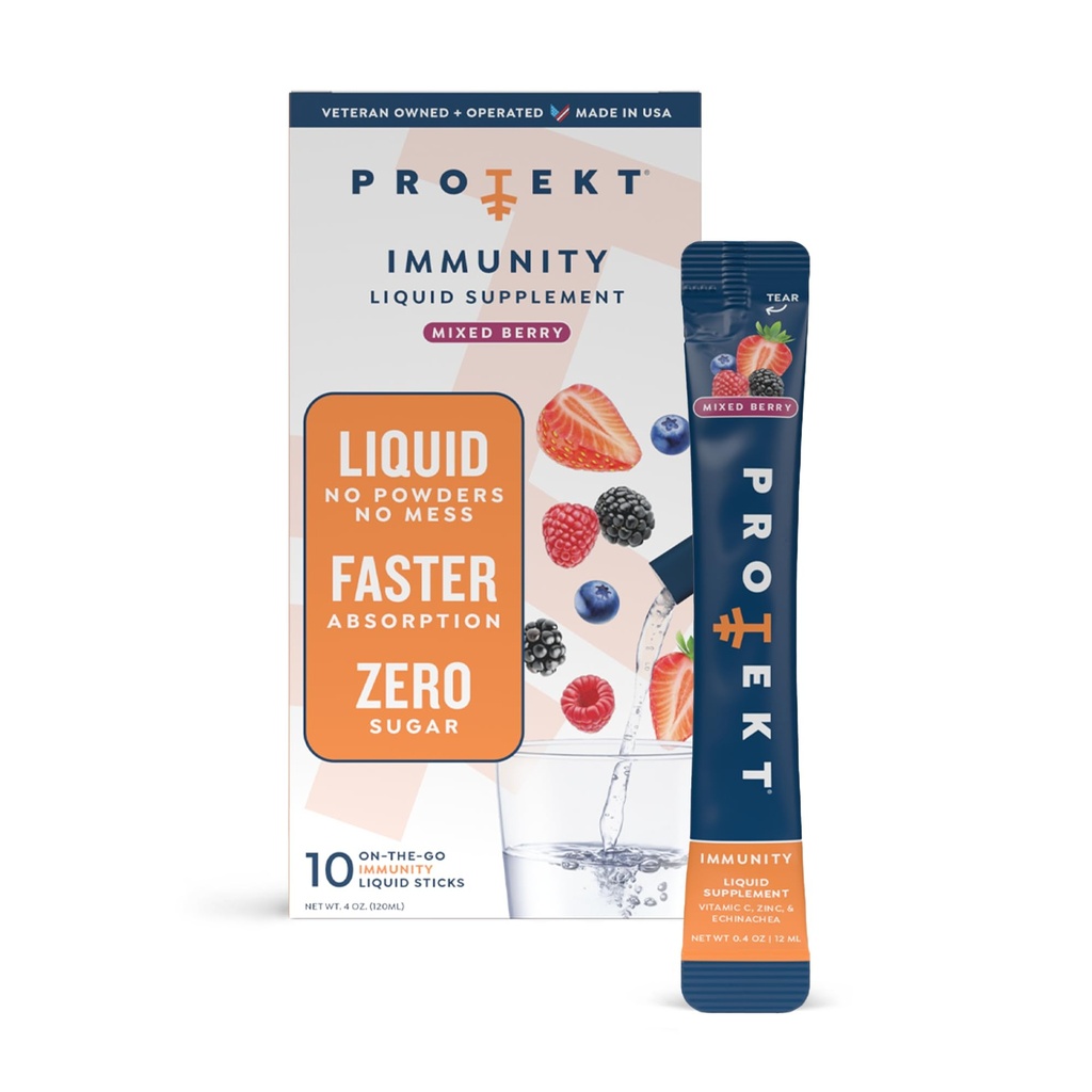 ProTEKT Liquid Immune Surane Suplemen - Minure Drind Mix, Imunity Sugarin Imunity Support - Mixed Berry 10ct