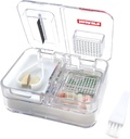 Travel Pill Box Medicine, Suplemen, Vitamin Pill Organizer Daily Gunakan Pill Case dengan Pill Cutter Pill Crusher dan Grinder (White)