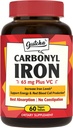 Tambahan Besi, 65 mg Carbonyl Iron Plus Vitamin C, Energi & Blood Dukungan untuk Perempuan & Pria, Penampakan Lebih Baik, Lembut pada Stomach, Tidak Muasea, Konstigasi, Vegan, Non-GMO, 60 Ct