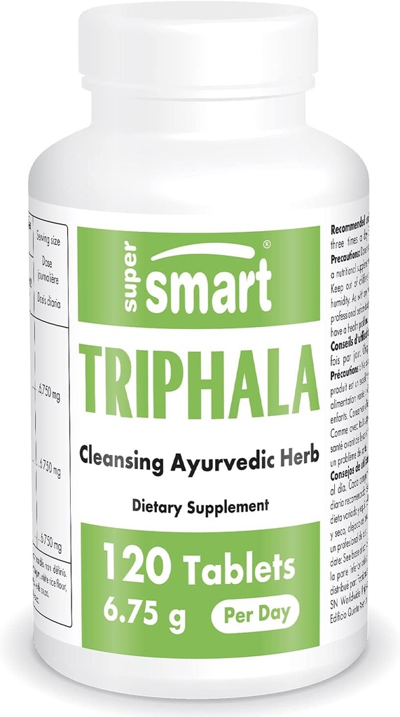 Supersmart - Triphala 6.75 g Per Serving - dengan Amla, Behada & Harada - Internal Cleanser untuk Ditraffic - Natural Detox Supplement Non- GMO & Gluten Free - 120 Vegetarian Capsules
