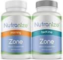 Nutranize Zone Twin- Pack Suplement System - Methylfolat - Designed Morning & Bedtime Capsules with Magnesium Glycinate, Vitamin D3, K2 MK7, Methylfolat, Chromium, Melonulin - 30 Hari Supply (120 Count)