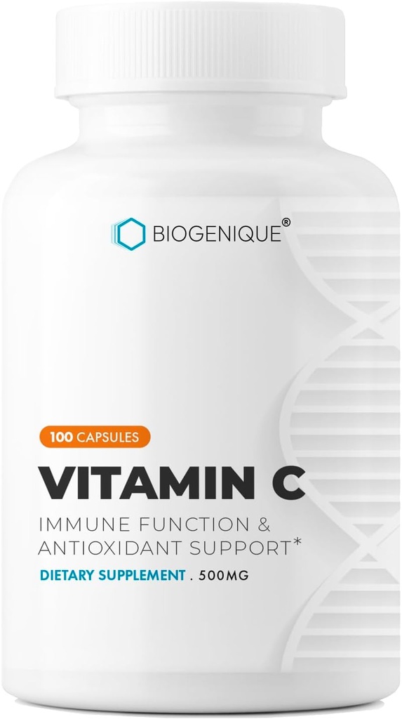 Vitamin C - Acibic Actibic Acimin C Suplement for Imune Support - Farmasi Tingkat Vitamin C 500mg - 100 Kapsul - Pendorong Imune Alam untuk Dewasa - Vegan, Dibuat di Kanada