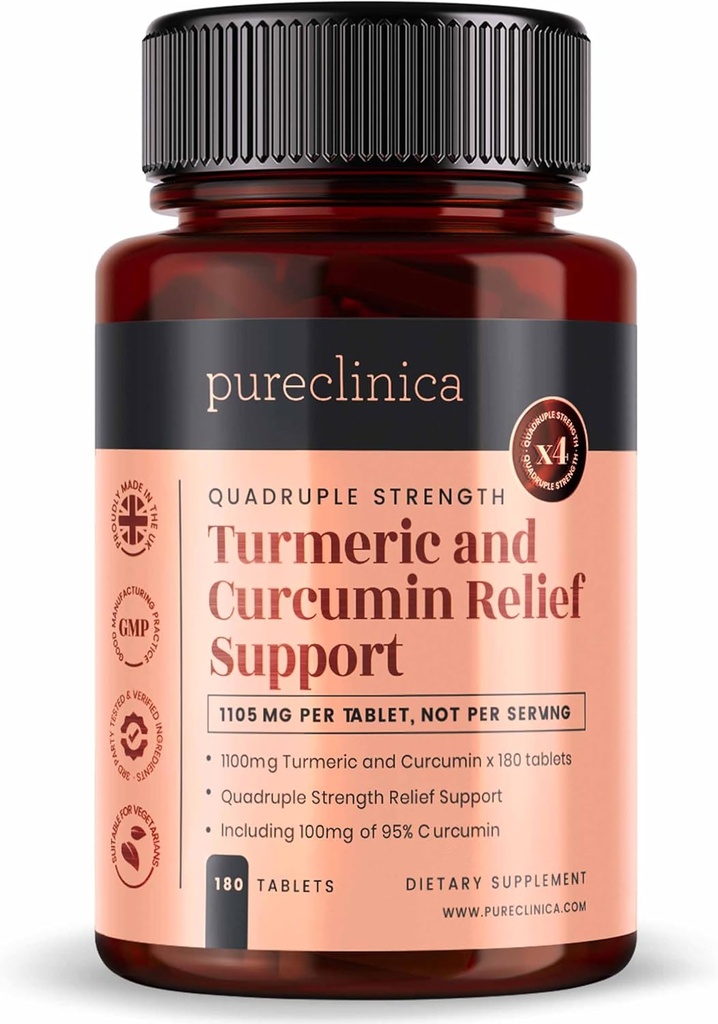 11100mg Turmeric dan Curcumin x 180 Tablet - 6 Bulan Tambahan - w / 95% Curcumin & 5mg Black Pepper Extract