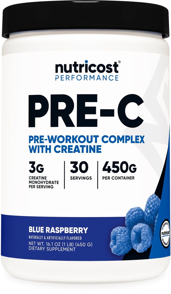 Nuttricloss Pre-C Pre-Workout Kompleks dengan Creatine (Blue Rasberry 124; 30 Servings) Powder - Boost Finess Routines, 450g