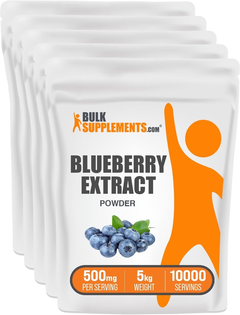 Suplemen BulkSuplements.com Blueberry Extract Powder - Blueberry Extract for Baking - Anthocytin Suplemen - Antioksidants - Wild Blueberry Powder - Smoothie Powder (5 Kilograms - 11 lbs)