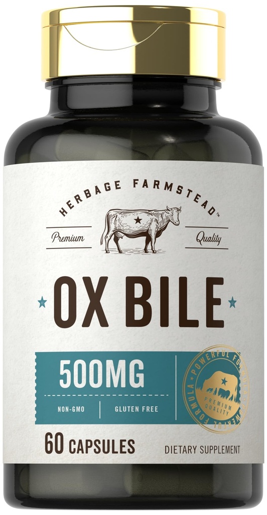 Carlyle Ox Bile Supplement 500 mg 124; 60 Capsules 12.4; Enzymes Digetical 124; Non-GMO & Gluten Free 124; oleh Herbage Farmstead