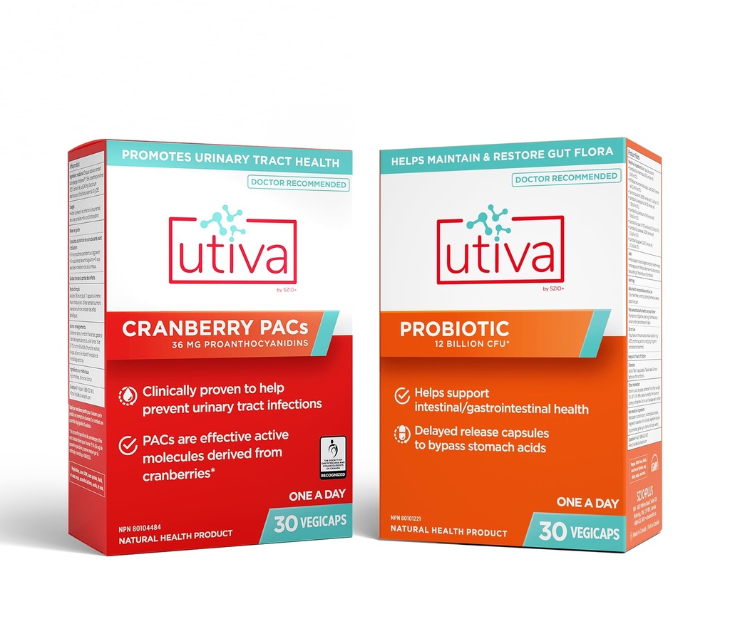 10% Bundle Utiva 36PAC Power Bundle 124; 30 hari 124; Bundle dengan 36mg Soluble Cranberry Pacs (DMAC / A2) dan 30B CFU Probiotic Power (Lacciillus dan Bifibacterium Strains)