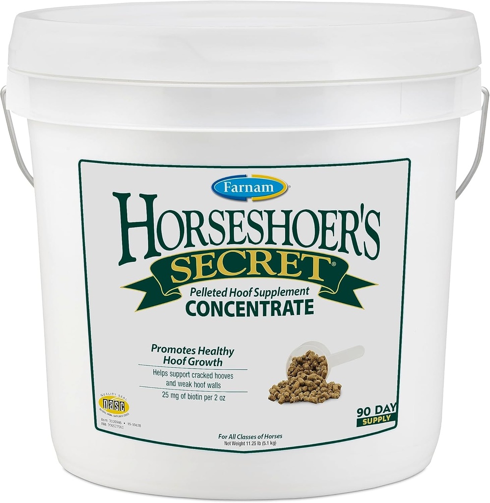 Farnam Horseshoer 's Secret Pelleted Hoof Suplemen Konsentrasi, rumus Ekonomi dengan 25 mg biotin per 2 ons melayani, 11.25 lb, 90 hari pasokan
