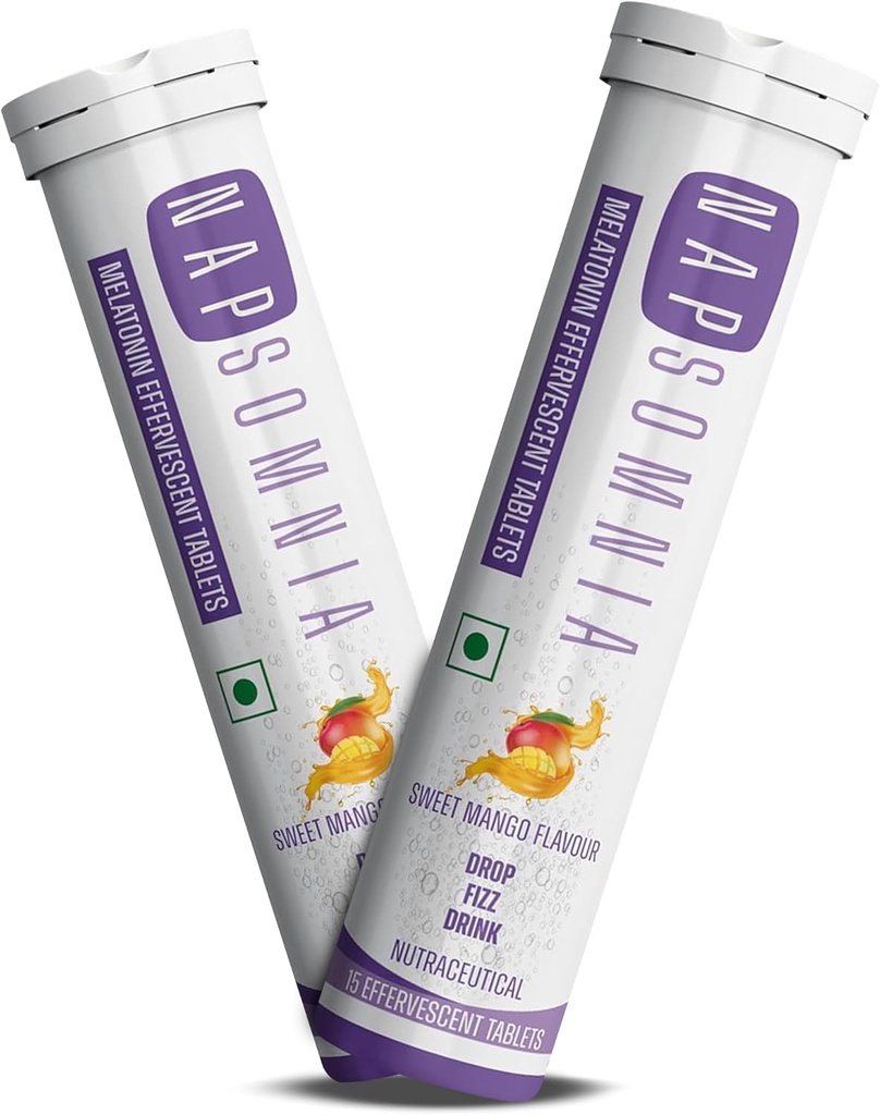 Melonatin Effervescent Tablet (Sweet Mangga, 30 Count) - Didissolable Melentin Capsules w / L- Theanine, Chamomile, & More - Sleep Aid Suplemen untuk Dewasa - Vegan, Non GMO Meloparin Suplemen
