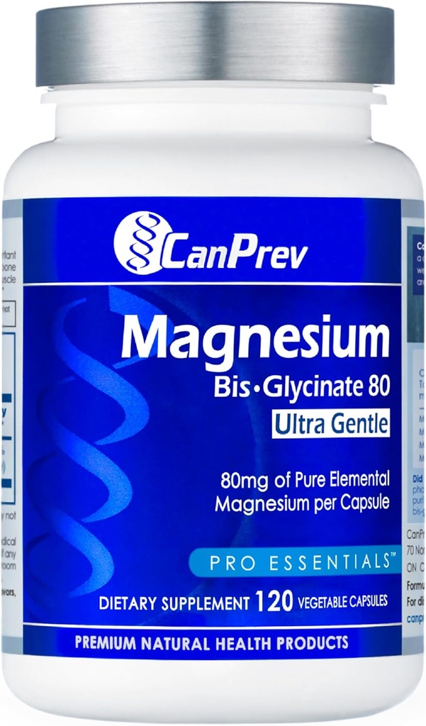 CanPrev Magnesium Biglycinate Servated 80mg Ultra Gentle 120 V- Caps 120- Day Suply - Dukung Fungsi Otot, Kekuatan Tulang & Relaxation, Pure Magnesium Bisglycinate Formula, Procexal Comcure & Keseimbangan