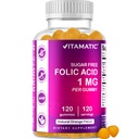 Vitamatic Sugar Free Folic Acid 1 mg Gummies 120 Count Orange Flavor