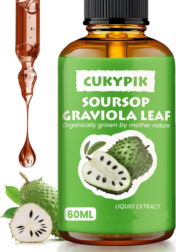 Suplemen Mineral Soursop Graviola Leaf Extract Limid Drop Ditambah Botanical Murni untuk Dukungan Sel, Zzz & Antioksidant - Liquid Soursop Bitters, 2- 4 Bulan, 2 Fl Oz