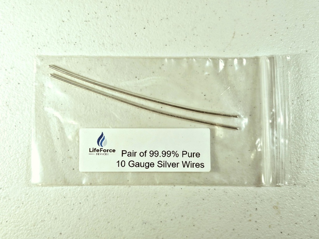Kabel Generator Perak Murni - 9999 Silver Electrodes - Pre-Cut 6-Inch 10 Gauge Wires - cocok Generator LifeForce