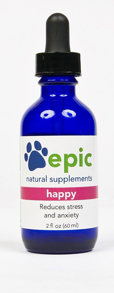 Happy-All Natural Liquid Spray Supplement - Ease Separation Anxiety, Helling with Vet Vists, Travel, Grooming, Loss of a Friend (Dropper 2 oz)