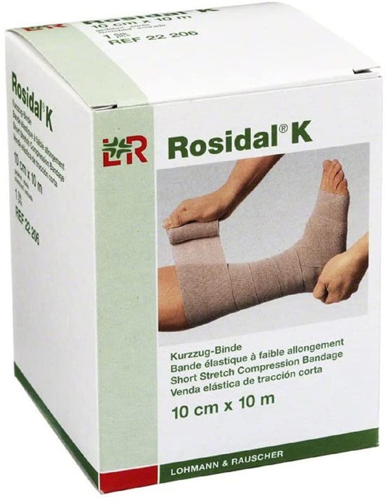 Lohmann & Rauscher Rosidal Penampakan Peregangan Pendek K, Untuk Penggunaan Dalam Manajemen Acute & Chronic Lymphedemma, Edemma, & Venous Insuriciency, 3.93 "x 11 Yard (10cm x 10m), 1 Roll