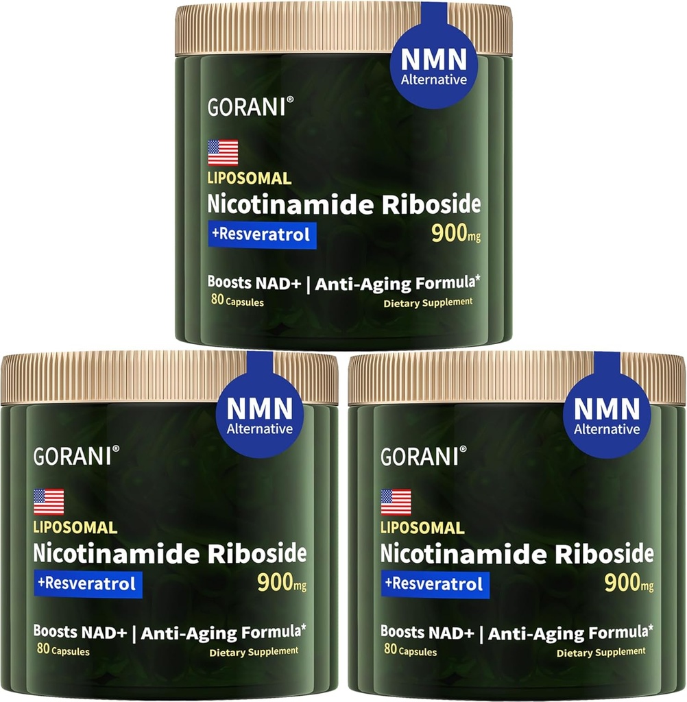 Gorani NAD + Supplemen 900MG, Nicotinamide Riboside, Lipomal Reveratrol, Quercetin (3)