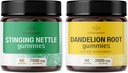 HERBAMAMA Stinging Nettle dan Dandelion Kit - Bundle of 7500 mg Stinging Nettle Root & 2000 mg Dandelion Root Gummies - Vegan, Non- GMO, Gelatin- Free - 2 Pack
