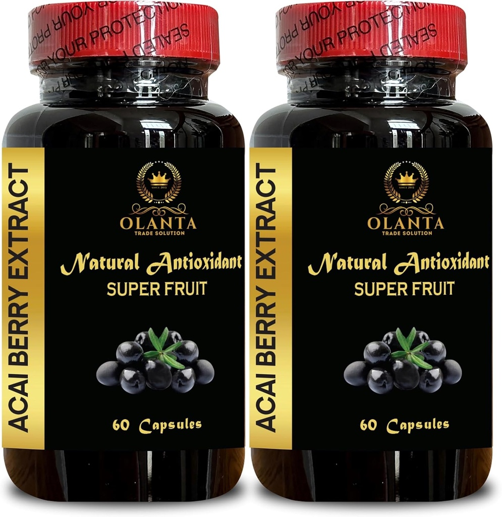 ACAI Berry Extract - Premium Organic Acai Berry Suplement, Acai Berry Energy, Natural Antioksidant Dukungan, Superfood Wellness Formula - 2 Botol 120 Capsules