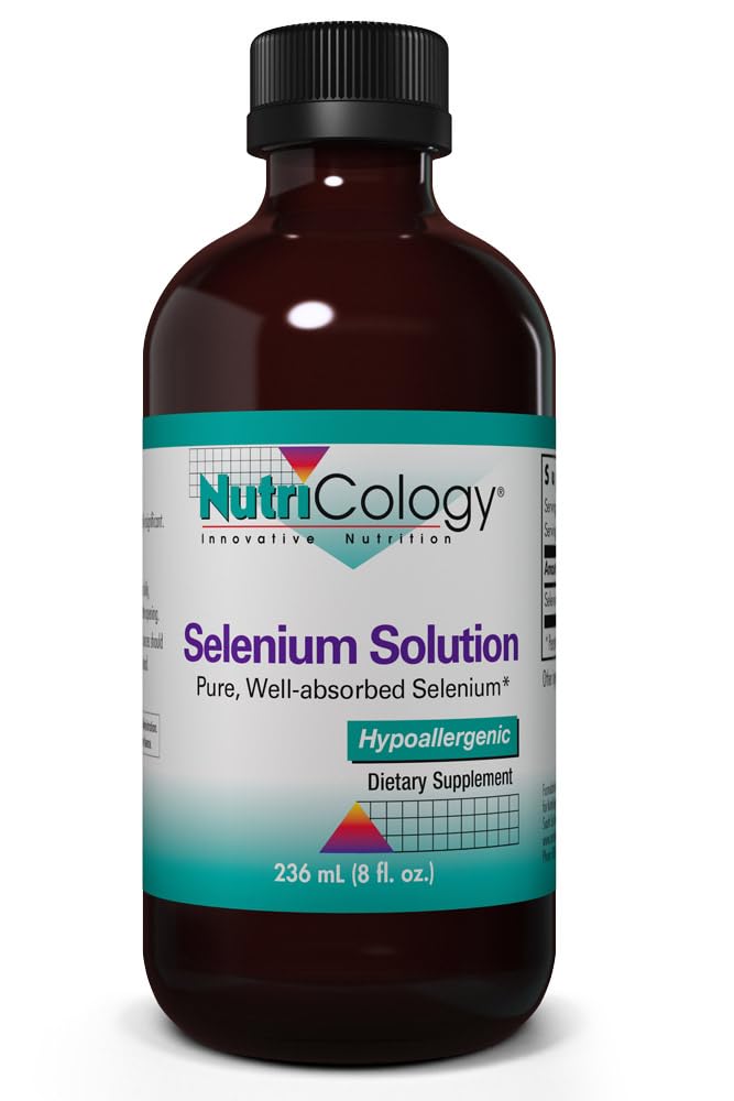 Nutricology Selenium Solution - Well-Absorbed Selenium Liquid, Pure Sodium Selenite, Thyroid Dukungan, Antioksidants, Suplemen 100 mcg, hypopullergenic - 8 Fl Oz