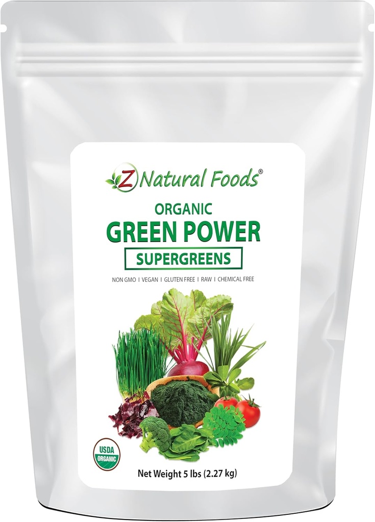 Z Natural Foods Organic Greens Superfood Popper - Barley Grass, Wheatgrass, Spirulina, Spinach, Brokoli, Alfalfa Leaf, Beet Root, Tomato, Duse & Moringa