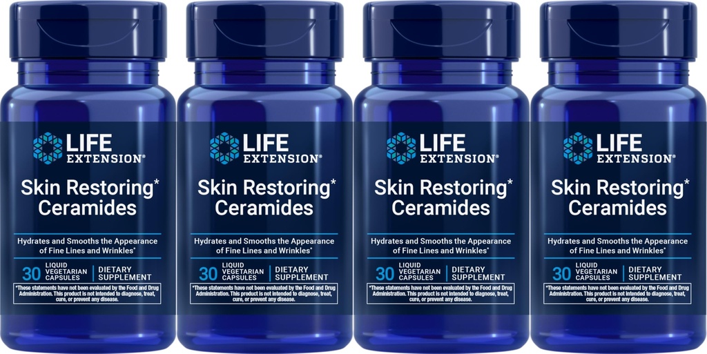 Ekstensi Hidup Skin Restoring Ceramides, 30 Liquid Vegetarian Capsules (Paket 4)