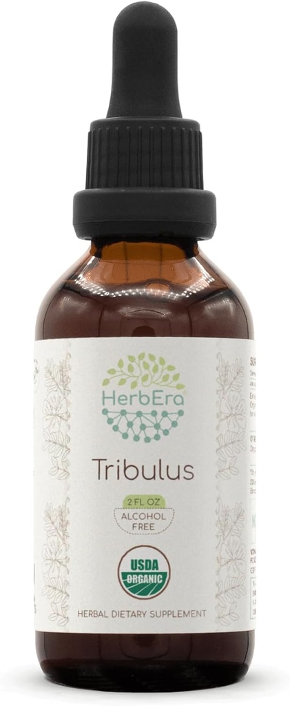 HerbEra Tribulus B60 Alcohol- Free Herbal Extract Tincture, konsentrasi Liquid Drops Natural USDA Organik Tribulus (Tribulus Terrestris) Kering Fruit (2 fL oz)