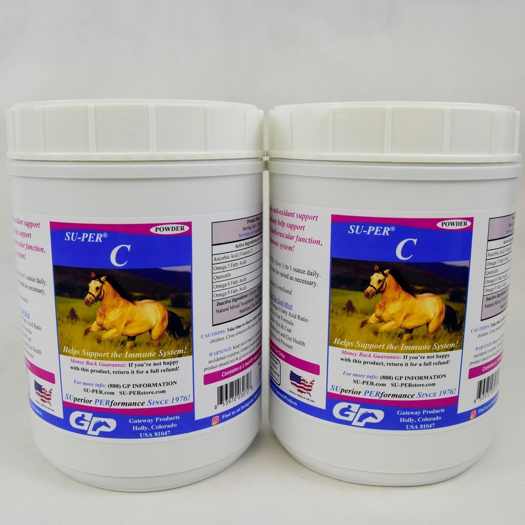 SU-PER C Vitamin C untuk Kuda - Equine Antioksidant & Imune Suplemen - Horse Vitamin & Mineral Tambahan - 2,5 Pounds, (2 Pack)