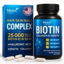 Biotin Keratin & Collagen Kapsul - dibuat di Amerika Serikat - Natural Collagen, Kertin & Biotin untuk Perkembangan Rambut - Biotin & Collagen Vitamin dengan Multi Collagen Peptides untuk Hair Loss, Skin & Nails - 60 Caps