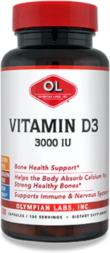 Lab Olympian Vitamin D3 3000 lu 100 Kapsul Mendukung Bones Kuat