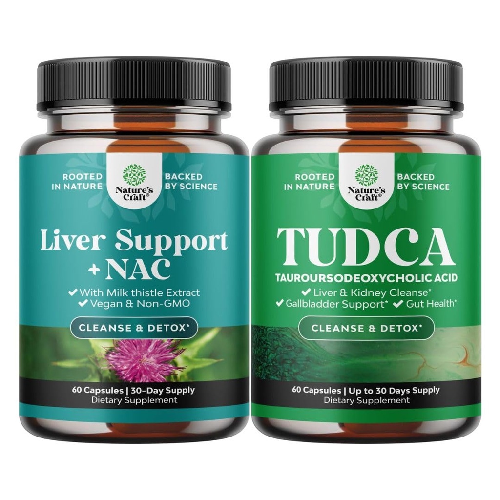 Bundle of Liver Suppport Supplemen Dukungan Hati dengan NAC untuk Cleanse Liver dan Advanced Bile Salt TuDCA Tambahan untuk Dukungan kandung kemih Ginjal dan Hati
