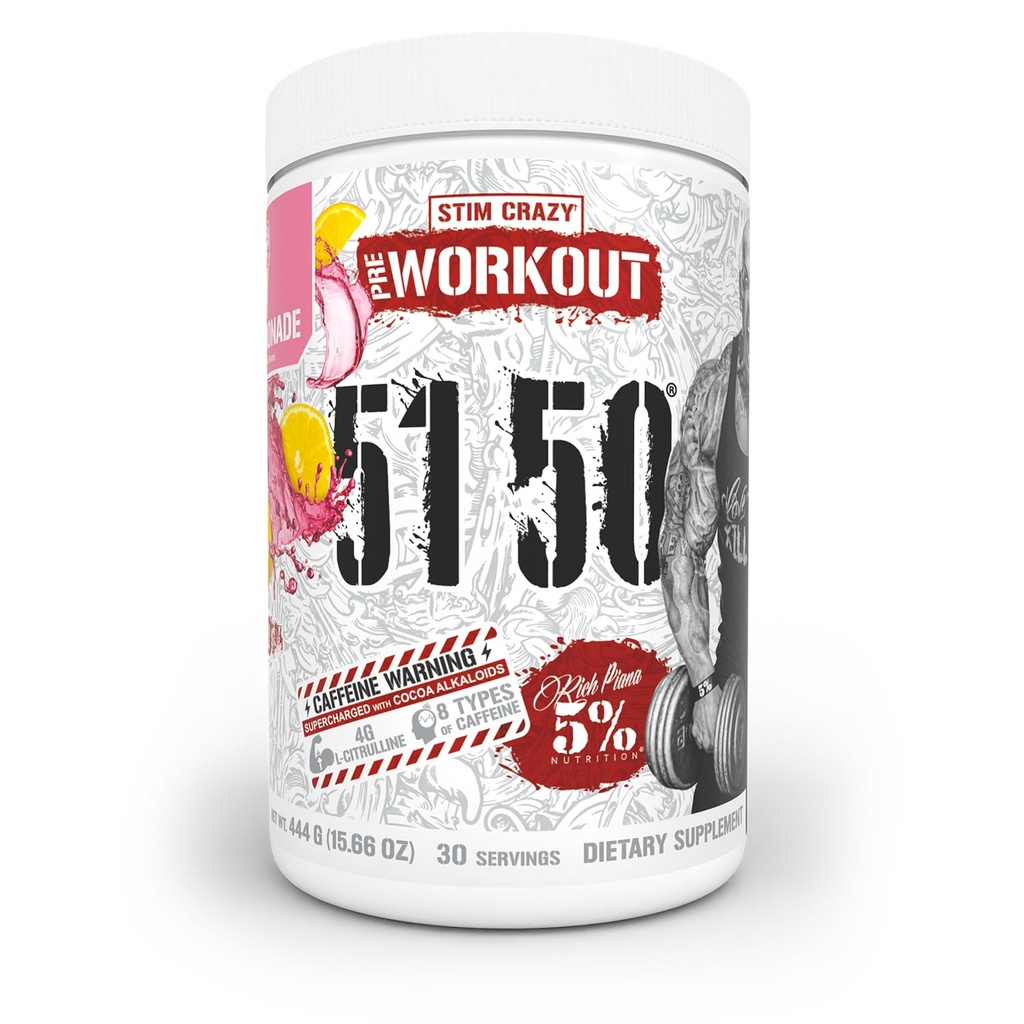 5% Nutrition Rich Piana 5150 High Sistim Pre-Workout Powder 124; Extreme Energy, Pumps & durance £124; 400 mg Caffeine, Citruline, Beta Alanine, N-Acetyl L-Tyrosine 12.30 Srvgs (Pink Lemonade)