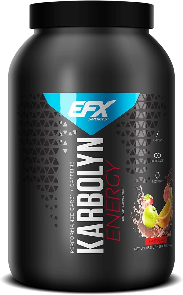 EFX Sports Karbolyn Energy 124; Performance Carbohydrate Powder + Caffeine 124; Carb Load & Energize 14; 250mg Caffeine 124; Sugar Free Servings 124; 36 Servings (Fruit Punch)