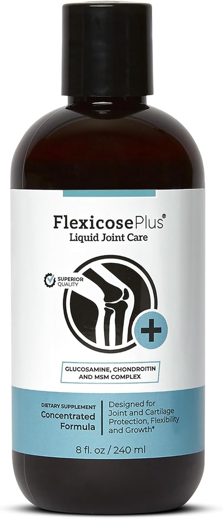 Flexicose Plus - Liquid Joint Care - 8 fl oz - Advanced Joint Dupport with Glukoshamine, Chondroitin & MM Complex Complex Joint Care for Men and Women