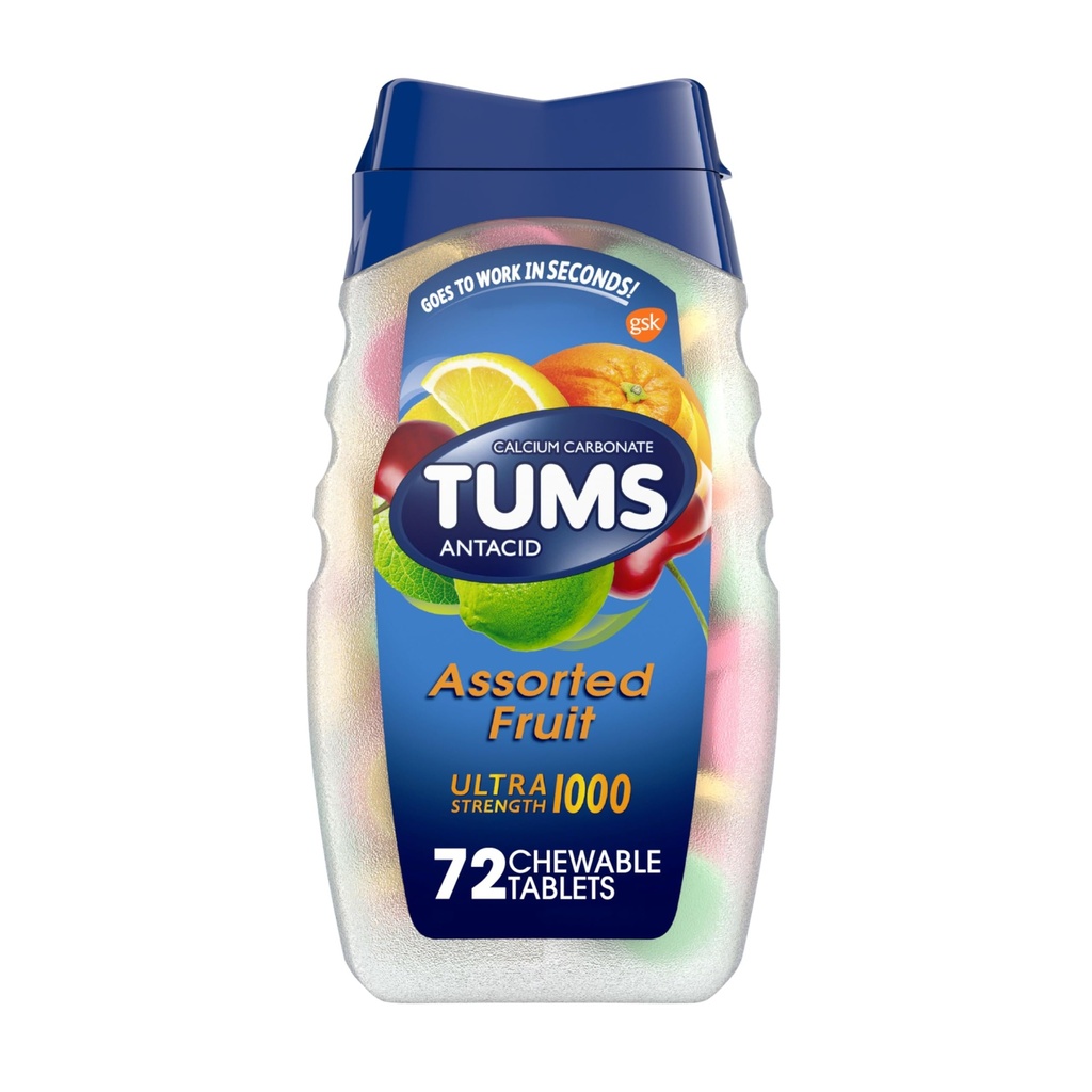 TUMS Ultra Strength Antax Tablet untuk Relief Heartburn dan Relief Inditraffic Acid, Didukung Fruit - 72 Count
